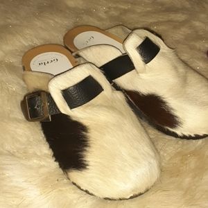 Real cow hide clogs